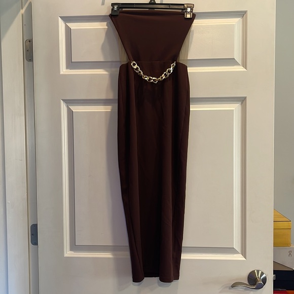 NWT Nookie Scandal Brown Strapless Midi Dress size XS - Picture 5 of 13